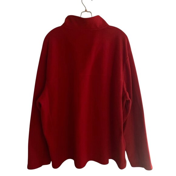 LANDS' END Red Quarter Zip Men's Anyweather Pullover Long Sleeve Fleece Size XXL - Picture 6 of 7
